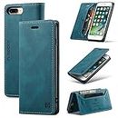 TOHULLE for iPhone 6 Plus 6S Plus iPhone 7 Plus iPhone 8 Plus Case, Vintage Flip PU Leather Wallet Case RFID Blocking Card Holder Kickstand Built-in Magnetic Closure Phone Case - Blue