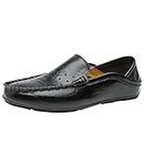 DADIJIER Men's Loafers Shoes Moccasins Shoes Lightweight Breathable Leather Slip Resistant Anti-Slip Lightweight Casual Party Slip-ons (Color : Noir, Taille : 42 EU)