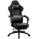 Dowinx Gaming Chair Breathable PU Leather Gamer Chair with Pocket Spring Cushion, Ergonomic Computer Chair with Massage Lumbar Support,Adjustable Swivel Task Chair with Footrest(Black)