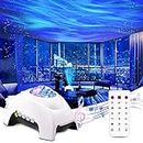 CIMELR Northern Lights Aurora Projector,Star Projector Music Bluetooth Speaker and White Noise,Galaxy Light with Remote Control,Night Light Projector for Home Decor Bedroom/Ceiling（White）