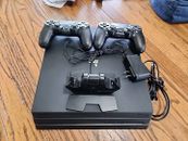 Sony PlayStation 4 Pro 1TB Black Console CUH-7215B W/  2 Controllers & Cradle