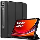 EasyAcc Custodia Cover Compatibile con Samsung Galaxy Tab S9+ 12.4 Pollici 2023 con Cover Leggero Supporto in Pelle PU Case, SM-X810 (Wi-Fi)/SM-X816B (5G Global)/SM-X818U, Nero