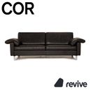 Cor Conseta Leather Three-Seater Black Sofa Couch