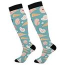 Qinllo Starfish Shells Conch Compression Socks for Women Men Nurses Compression Stockings Long Running Socks Soft Womens Mens Compression Socks for Cycling Running Long Flight Must Haves