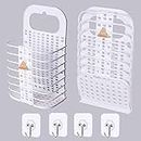 Laundry Basket Collapsible Plastic Small Dirty Laundry Hamper Basket, EddHomes Hanging Laundry Basket with Handle Collaspable Tall Laundry Basket Storage for College Dorm Women 2 Laundry Basket White