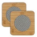 HOKIPO® Eco-Friendly Bamboo Wooden Coasters for Home Pan Pot Holder for Dining Table Heat Pad for Kitchen - Pack of 2 (AR2922)