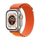 Apple Watch Ultra [GPS + Cellular 49 mm] smart watch w/Rugged Titanium Case & Orange Alpine Loop - Small. Fitness Tracker, Precision GPS, Action Button, Extra-Long BatteryLife, Brighter Retina Display
