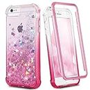 Ruky iPhone 6 6s 7 8 Case, iPhone SE 2022 Case, Glitter Full Body Rugged with Built-in Screen Protector Shockproof Protective Girls Women Case for iPhone 6/6s/7/8/SE 2020 & SE 2022 (Gradient Pink)