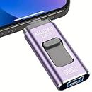 AMAUAQ Clé USB 128GB, 4 en 1 Clé USB 128 Go Photo Stick de Stockage Externe Compatible avec Téléphone, Tablette, Android, PC et Autres appareils.(Purple)