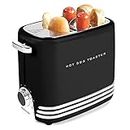 Nostalgia 2 Slot Hot Dog and Bun Toaster with Mini Tongs, Hot Dog Toaster Works with Chicken, Turkey, Veggie Links, Sausages and Brats, Black