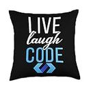 Programmer Software Engineer Coder Html Php Co. Live Laugh Code Funny Java Programming Software Developer Throw Pillow, 18x18, Multicolor