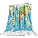Cllym World Map Location Throw Blanket Coperta Morbida e Calda in Microfibra