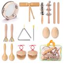 Kids Musical Instruments Set 11PCS Wooden Percussion Tambourine Maracas Bells