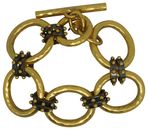 Vintage Julie Vos 24K Gold Plate SoHo Link Studded Hammered Chain Bracelet 8"