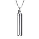 Men Capsule Pendant Necklace Silver Open Cylindrical Pendants Stainless Steel Remembrance Pill Filler Kit, 69mm, 69mm