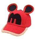 FunBlast Cute Cap with Ears for Kids - Baseball Caps for 3 to 15 Years Old Kids, Kids Cap Hat for Boys Girls Toddlers, Cap for Teens, Fluffy Hat Cap for Boys, Girls, Kids, Teens (Red)