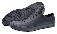 Shoes for Crews Delray, Men's, Women's, Unisex Leather and Canvas Work Shoes, Slip Resistant, Water Resistant, Black, Black (Leather), 11 Women/9.5 Men