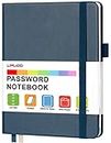 Password Book with Alphabetical Tabs, UpUGo Internet Address and Password Keeper Notebook for Computer & Website Logins, Medium Compact Size, Navy Blue