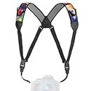 USA GEAR DSLR Camera Strap Chest Harness with Geometric Neoprene Pattern and Accessory Pockets - Compatible with Canon, Nikon, Fujifilm, Sony and More Point & Shoot, Mirrorless Cameras