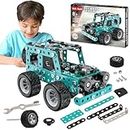 Jixin Xyzhi Erector Sets Stem Assembly Metal Toys Jeep/Off-Road Model Kit Engineering Building Sets Parent-Child Interaction Construction Sets Gifts for Kids 8-16 Blue
