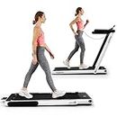 Goplus 2 in 1 Folding Treadmill, 2.25HP Superfit Under Desk Electric Treadmill, Installation-Free with Blue Tooth Speaker, Remote/APP Control and LED Display, Walking Jogging for Home Office