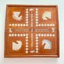 Wahoo Aggravation Wooden Game Board Inlaid with Mother of Pearl Horses AS IS