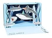 Up With Paper LED Delighted Shadowbox Card - Sharks