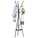 Coat Rack Hat Stand Free Standing Display Hall Tree Metal Hat Hanger Garment Storage Holder with 9 Hooks for Clothes Hats and Scarves in Black,17.72"Wx17.72"Dx70.87"H (Black)