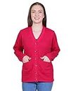 jorden4u Women Woolen v-Neck Cardigan Sweater for winterwear with Front Pockets Pullovers (x-Large, Pink)