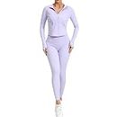 Workout Gym set for Women, align style, Fitness Sports Running Clothes Yoga Sportswear, 3 piece set. (Medium, Light Purple)