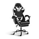 YSSOA Gaming Chair, Backrest and Seat Height Adjustable Swivel Recliner Racing Office Computer Ergonomic Video Game Chair with Headrest Lumbar Support and Footrest, Black/White