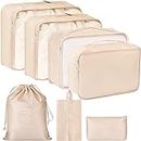 BESTOTTAM 7 Set Packing Cubes with Shoe Bag & Electronics Bag - Luggage Organizers Suitcase Travel Accessories (cream)