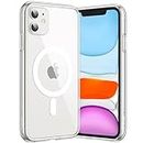 JETech Magnetic Case for iPhone 11 6.1-Inch Compatible with MagSafe Wireless Charging, Shockproof Phone Bumper Cover, Anti-Scratch Clear Back (Clear)