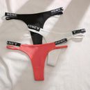 3 Pcs Sexy Thongs, Letter Rib Knit Cut Out Low Waist Stretchy Valentine's Day Intimates Panties, Women's Lingerie & Underwear