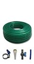 Zetgo 3/4 Inch 30 Meters Braided Hose Pipe with Tap Adapter,Conector,stoper tap and Clamp(clip) for Watering Home Garden, Car Washing, Floor Cleaning & Pet Bathing (Green)