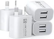 HEYMIX Dual USB Wall Charger, 4-Pack USB Power Adapter Plug, Double USB Wall Plug Adapter, 2-Port USB AU Plug 5V/2.1A Charger SAA Certified Compatible with iPhone, iPad, Samsung, Pixel, Galaxy, HTC