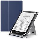MoKo Étui Universel pour 6" 6.8" 7" Kindle eReaders Fire Tablette - Kindle/Kobo/Voyaga/Lenovo/Sony Kindle E-Book E-Reader Tablette, Coque en PU avec Support Réglable et Dragonne, Indigo