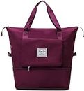 RA8 PRODUCTS Women Shoulder Bags Large Capacity Foldable Women Oxford Cloth Travel Bag Waterproof Oxford Cloth Handbag (Dark Purple)