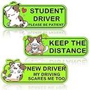 3 Pcs Student Driver Car Magnet Large, 9 Inch New Driver Magnet for Car, Reflective Student Driver Sticker, Reusable Car Bumper Sticker, Please Be Patient Keep Distance Safety Sign