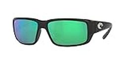 Costa Man Sunglasses Matte Black Frame, Green Mirror Lenses, 59MM
