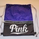 Pink Victoria's Secret Bags | "Victoria Secret, Pink" Blue Blaze Drawstring Backpack Tote | Color: Black/Blue | Size: Os