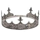 LEEMASING Crown Hair Jewelry Royal King Diadem Men Metal Big Tiaras For Halloween Costume (Black)