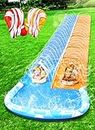JOYIN 685cm Slip Slide and 2 Bodyboards, Lawn Water Slides Slip N Waterslides Summer Water Toy with Build in Sprinkler for Backyard Outdoor Water Fun for Kids Adults