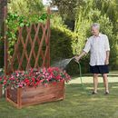 Wood Planter Box with Trellis Weather-Resistant Outdoor Garden Patio Decoration