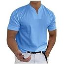 Clothes v Ausschnitt Kurzarm Batik Übergrößen Weißes Tshirt Polyester Männer Tshirts Uv Durchlässige Business Polohemd Herren 4141-Blau 4XL 4141
