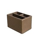 MASON HOME Vegan Leather & Mdf Braided Brown Cutlery Holder - 1pc - L 6" x B 4" x H 4" | Decorative Multifunctional Organizer Stand & Tray | Kitchen - Dining Table | Spoon - Knife - Tableware Storage