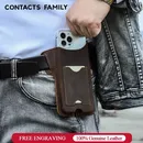 CONTACTS FAMILY Leather Belt Cellphone Bag For iPhone 12 Pro Max 6.1" 6.7" Waist Mobile Phone Pouch