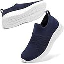 STQ Women Slip on Trainers with Memory Foam Comfortable Walking Shoes Mesh Breathable Running Shoes Lightweight Classic Sneakers Navy 5.5 UK
