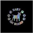 (2 pezzi) Adesivo Per Auto 15Cm Adesivo Per Auto Baby On Board Bull Terrier Dog Decalcomania Per Auto Moto Riflettente Laser Vinile Adesivo Per Auto D Car Styling