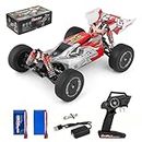 WLTOYS 144001 Racing RC Cars,1:14 Scale High Speed Remote Control Car for Adults Kids, Fast Cars with 2 Batteries, 2.4GHz Buggy Off-Road Drift RTR Aluminum Alloy Chassis (Red)